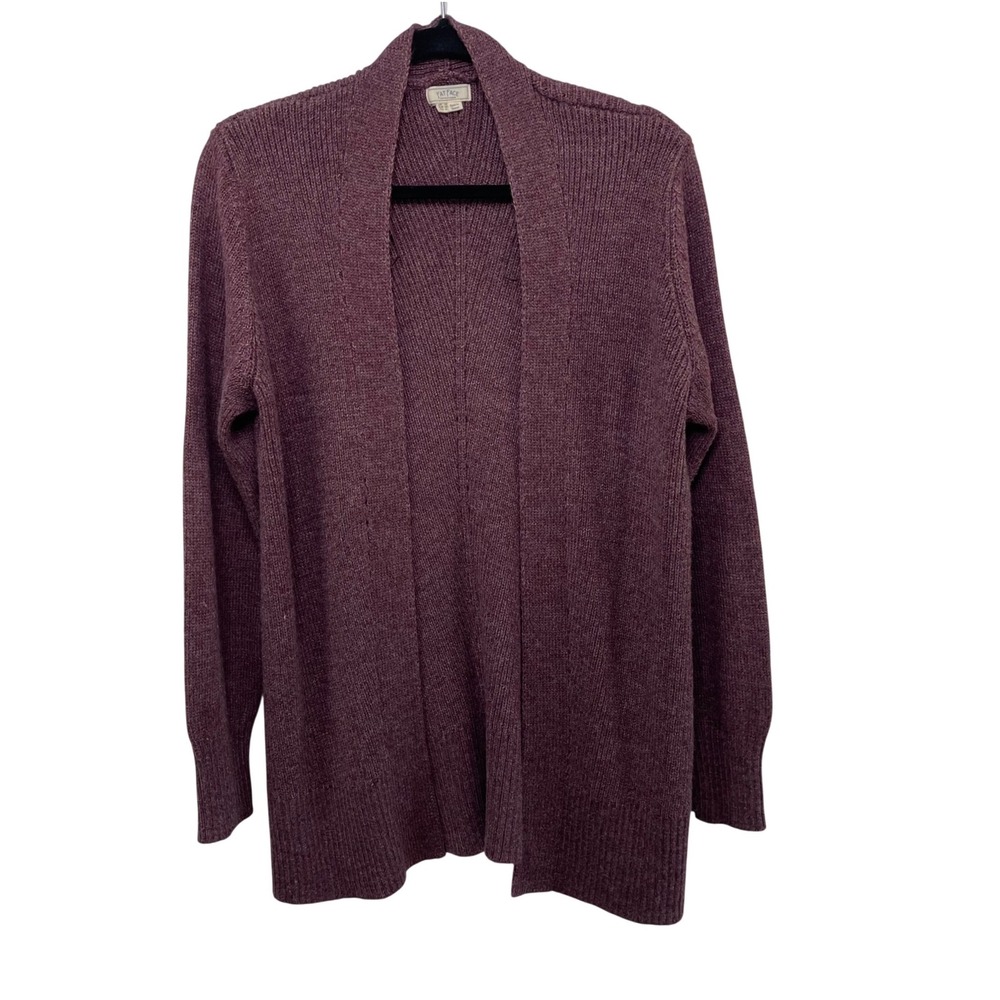 Fat Face Textured Purple Marled Ribbed Open Front Cardigan Shawl Collar Women 10